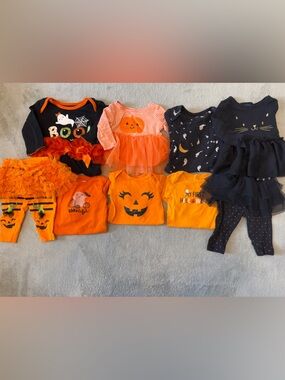 Orange Halloween Pumpkin Tutu Baby Costume Bodysuit